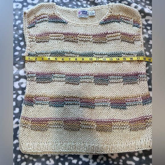 VTG College Town Hand Knit Top Silk Blend Pastel Size Medium - Picture 8 of 10